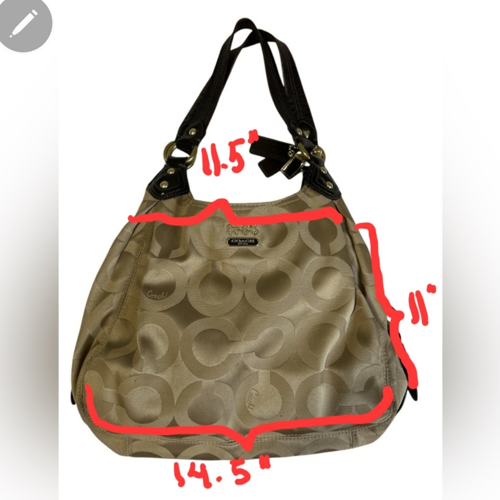 Coach Signature C Beige & Brown Leather Hobo Bag - Picture 12 of 12